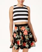 Crystal Doll Juniors' 2-pc. Striped Floral-print Dress