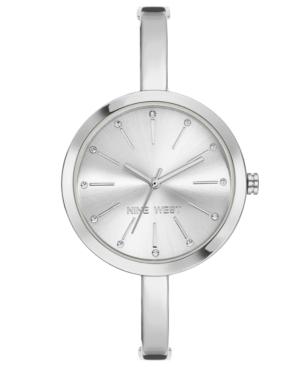 Nine West Women's Silver-tone Half-bangle Bracelet Watch 34mm