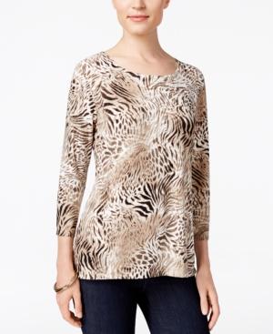 Jm Collection Animal-print Jacquard Top, Only At Macy's