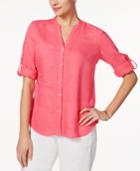 Charter Club Linen Split-neck Shirt, Created For Macy's