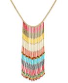 Gold-tone Colorful Beaded Fringe Statement Necklace, Only At Macy's