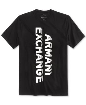 Armani Exchange Men's Vertical Graphic-print Logo Cotton T-shirt