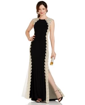 Xscape Crochet Lace Column Gown