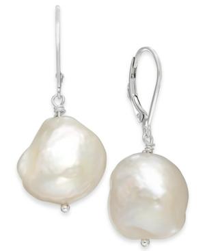 Baroque Cultured Freshwater Pearl (12mm) Drop Earrings In Sterling Silver