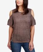 Lucky Brand Striped Cold-shoulder Top