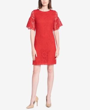 Tommy Hilfiger Crystal Lace Ruffle-sleeve Dress