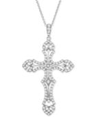 Diamond Cross 18 Pendant Necklace (1 Ct. T.w.) In Sterling Silver