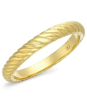 Signature Gold Bold Ribbed Slip-on Bangle In 14k Gold Over Resin
