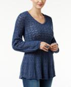 Style & Co Pointelle Bishop-sleeve Sweater, Only At Macy's