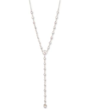 Marchesa Gold-tone Imitation Pearl, Stone & Crystal Lariat Necklace, 16 + 3 Extender