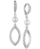 Givenchy Silver-tone Imitation Pearl Pave Drop Earrings