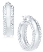 Giani Bernini Polished Rope Edge Hoop Earrings In Sterling Silver, Created For Macy's