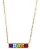 Effy Multi-gemstone Horizontal Bar 18 Pendant Necklace (1-1/4 Ct. T.w.) In 14k Gold