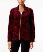 Karen Scott Printed Velvet Mock-neck Jacket, Created For Macy's