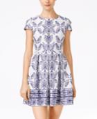 B Darlin Juniors' Printed Scuba Fit & Flare Dress