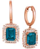 Le Vian Baguette Frenzy London Blue Topaz (3-1/2 Ct. T.w.) & Diamond (1/4 Ct. T.w.) Drop Earrings In 14k Rose Gold