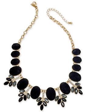 I.n.c. Gold-tone Faux Velvet, Multi-stone & Crystal Statement Necklace, 17-1/5 + 3 Extender, Created For Macy's