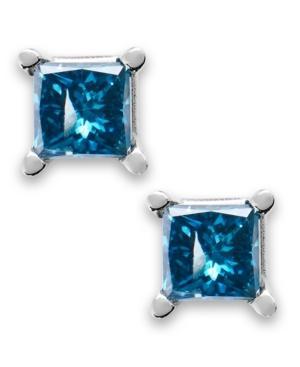 10k White Gold Blue Diamond Stud Earrings (1/5 Ct. T.w.)