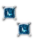 10k White Gold Blue Diamond Stud Earrings (1/5 Ct. T.w.)