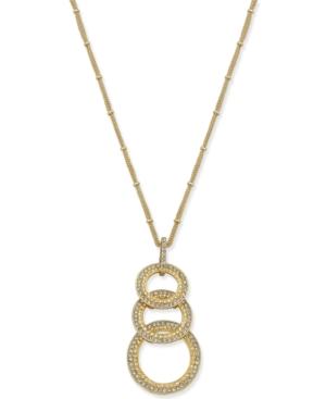 Inc International Concepts Gold-tone Pave Interlocked Circle Pendant Necklace, Only At Macy's