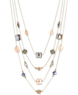 Inc International Concepts Gold-tone Crystal Multi-layer Necklace, Only At Macy's