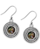 Lucky Brand Silver-tone Abalone Stone Circle Drop Earrings
