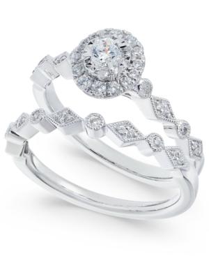 Diamond Halo Bridal Set (3/8 Ct. T.w.) In 14k White Gold
