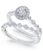 Diamond Halo Bridal Set (3/8 Ct. T.w.) In 14k White Gold