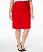Calvin Klein Plus Size Belted Straight Skirt