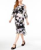 Bar Iii Satin Cold-shoulder Flounce Dress, Created For Macy's
