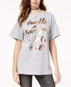 Hybrid Juniors' Oversized Metallic Graphic T-shirt