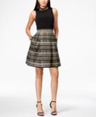 Vince Camuto Embellished Printed A-line Dress