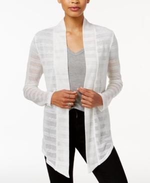 Bar Iii Asymmetrical Mesh-contrast Cardigan, Only At Macy's