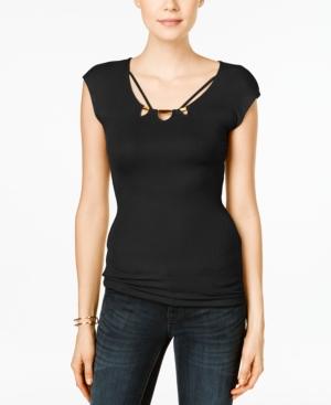 Guess Kalei Beaded-neck Short-sleeve Top