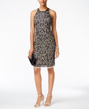 Adrianna Papell Beaded Halter Shift Dress
