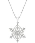Diamond (1/3 Ct. T.w.) Snowflake Adjustable Pendant Necklace In Sterling Silver