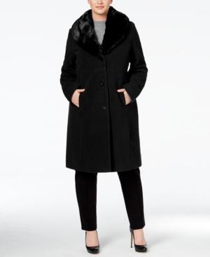 Jones New York Plus Size Faux-fur-collar Walker Coat