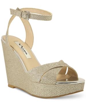 Nina Gianina Glitter Platform Wedge Sandals Women's Shoes