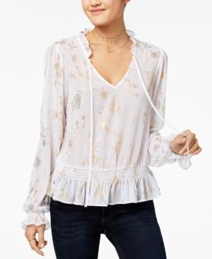 Lily Black Juniors' Embroidered Peasant Top, Created For Macy's