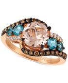 Le Vianchocolatier Morganite (1-3/8 Ct. T.w.), Blue Topaz (1/2 Ct. T.w.) And Diamond (3/8 Ct. T.w.) Ring In 14k Rose Gold, Created For Macy's