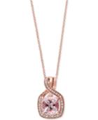 Blush By Effy Morganite (1-5/8 Ct. T.w.) And Diamond (1/6 Ct. T.w.) Swirl Pendant Necklace In 14k Rose Gold