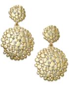 Abs By Allen Schwartz Gold-tone Pave Studded Textured Disc Drop Earrings