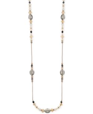 Nine West Rose Gold-tone Multi-bead Triple-row Necklace
