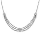 Tiara Cubic Zirconia Triple Row 18 Statement Necklace In Sterling Silver