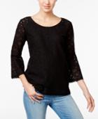 Style & Co Lantern-sleeve Lace Top, Created For Macy's