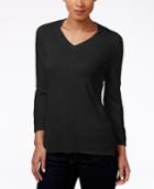 Karen Scott Petite Luxsoft V-neck Sweater, Only At Macy's