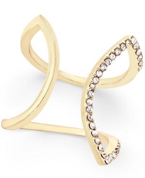 Inc International Concepts Gold-tone Half Crystal Open Ring, Only At Macy's