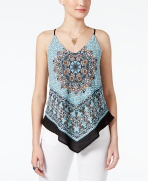 Bcx Juniors' Printed Handkerchief-hem Top