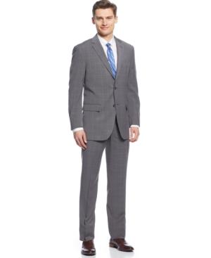 Perry Ellis Grey Plaid Slim-fit Suit