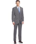 Perry Ellis Grey Plaid Slim-fit Suit